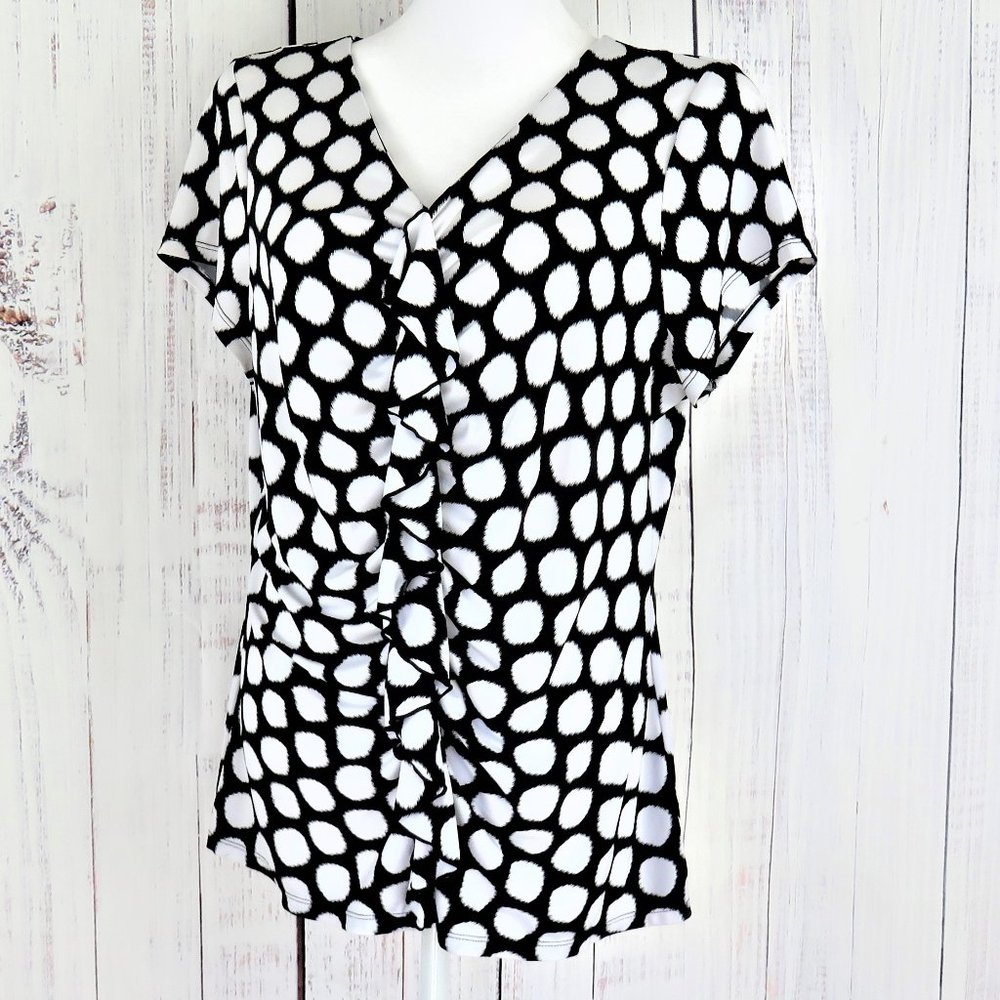 Black and White Stretchy Polka Dot Alfani Top.....726
